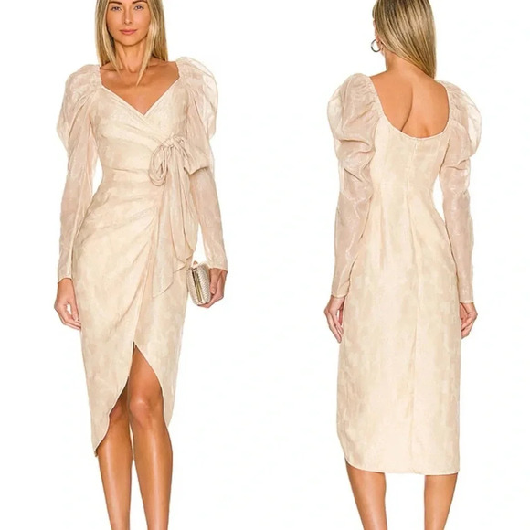 Tularosa Renee Midi Dress in Sandstone with Shimmer Size S - Picture 1 of 11